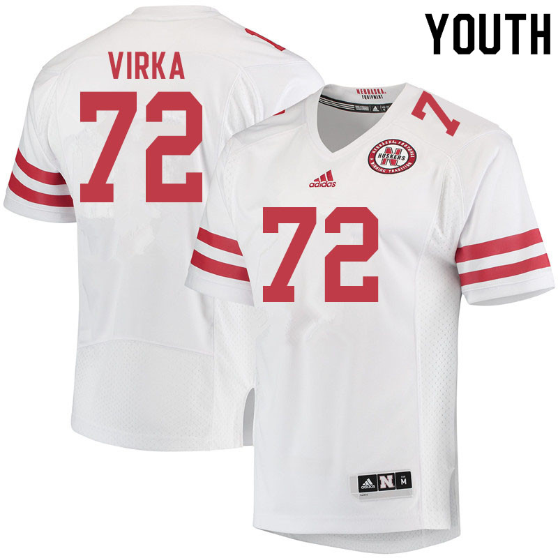 Youth #72 Nick Virka Nebraska Cornhuskers College Football Jerseys Sale-White - Click Image to Close